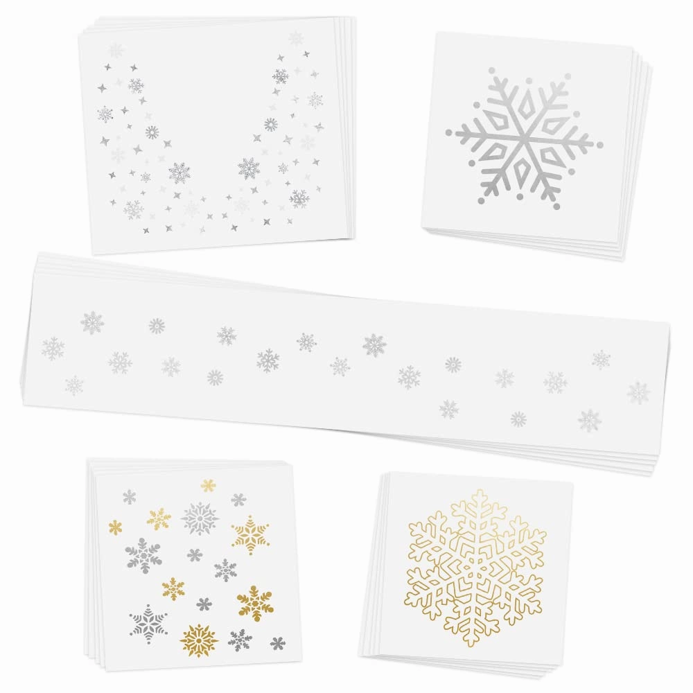 WINTER WONDERLAND VARIETY SET from FlashTattoos features 25 assorted holiday-inspired premium waterproof metallic gold & silver jewelry temporary foil party tattoos - Party Supplies