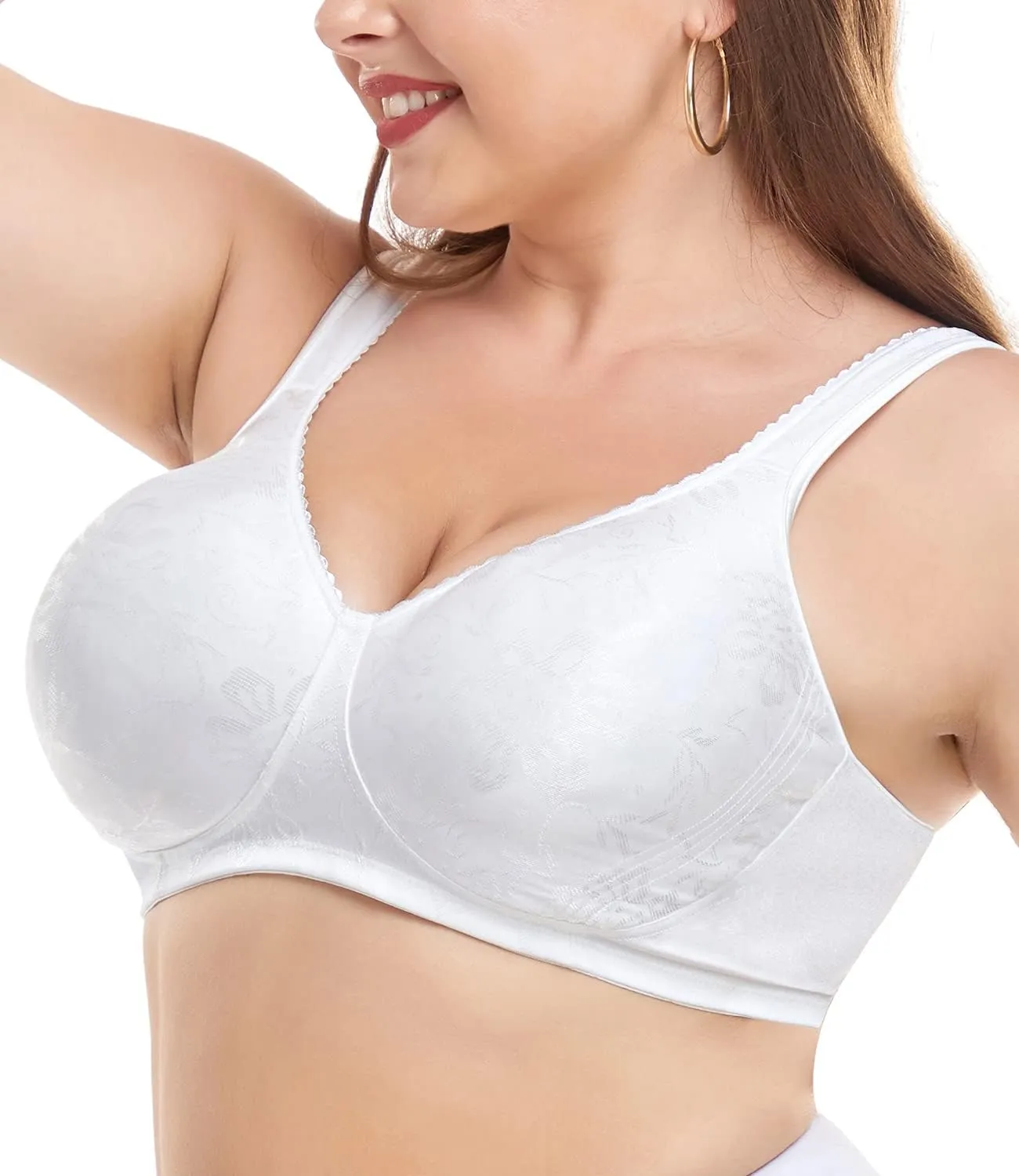 wirarpa Women's Bras Wireless Full Coverage Plus Size Minimizer Non Padded Comfort Soft Bra Multipack