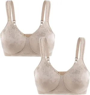 wirarpa Women's Bras Wireless Full Coverage Plus Size Minimizer Non Padded Comfort Soft Bra Multipack