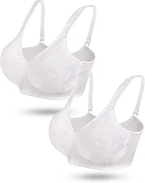 wirarpa Women's Bras Wireless Full Coverage Plus Size Minimizer Non Padded Comfort Soft Bra Multipack