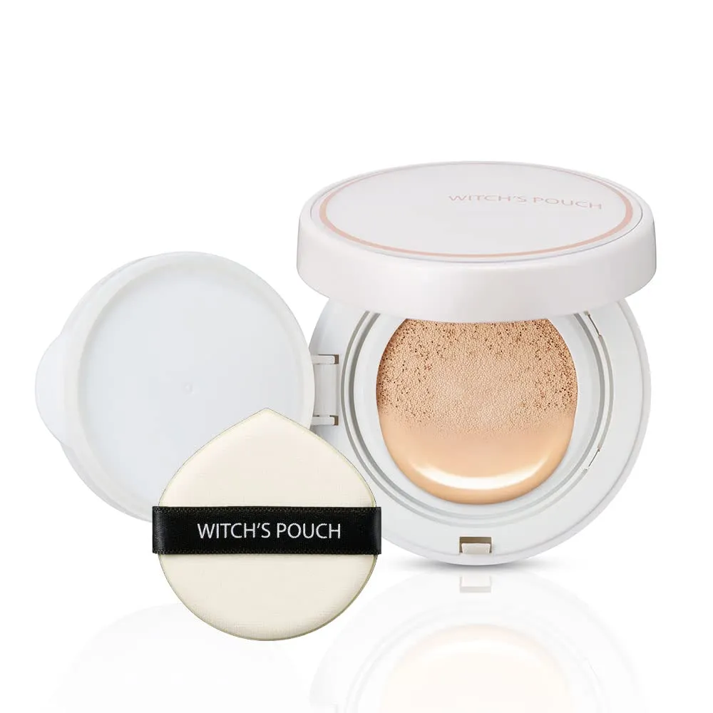 Witch's Pouch Essence Serum Facial Deep Hydration Radiant Barrier BB Cushion Foundation SPF38 PA   Cover Long Lasting Toneup Moisture Korean Makeup (21 Light Beige)