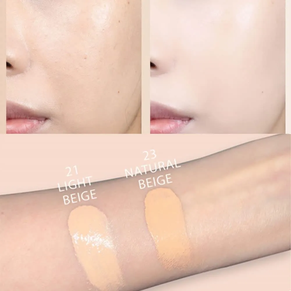 Witch's Pouch Essence Serum Facial Deep Hydration Radiant Barrier BB Cushion Foundation SPF38 PA   Cover Long Lasting Toneup Moisture Korean Makeup (21 Light Beige)