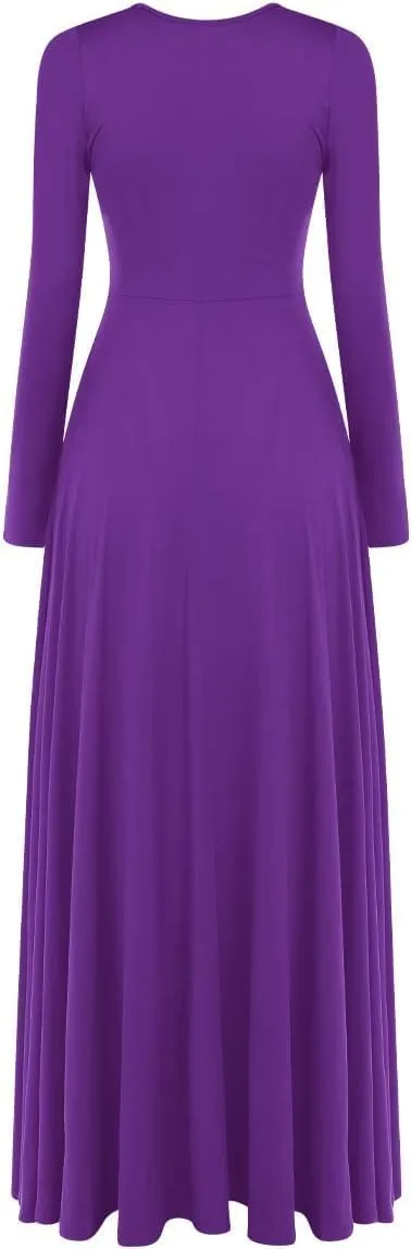 Women Worship Liturgical Dance Dress Full Length Church Robe Modern Praise Dance Dress Lyrical Headwear