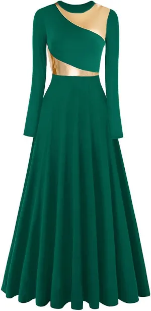 Women Worship Liturgical Dance Dress Full Length Church Robe Modern Praise Dance Dress Lyrical