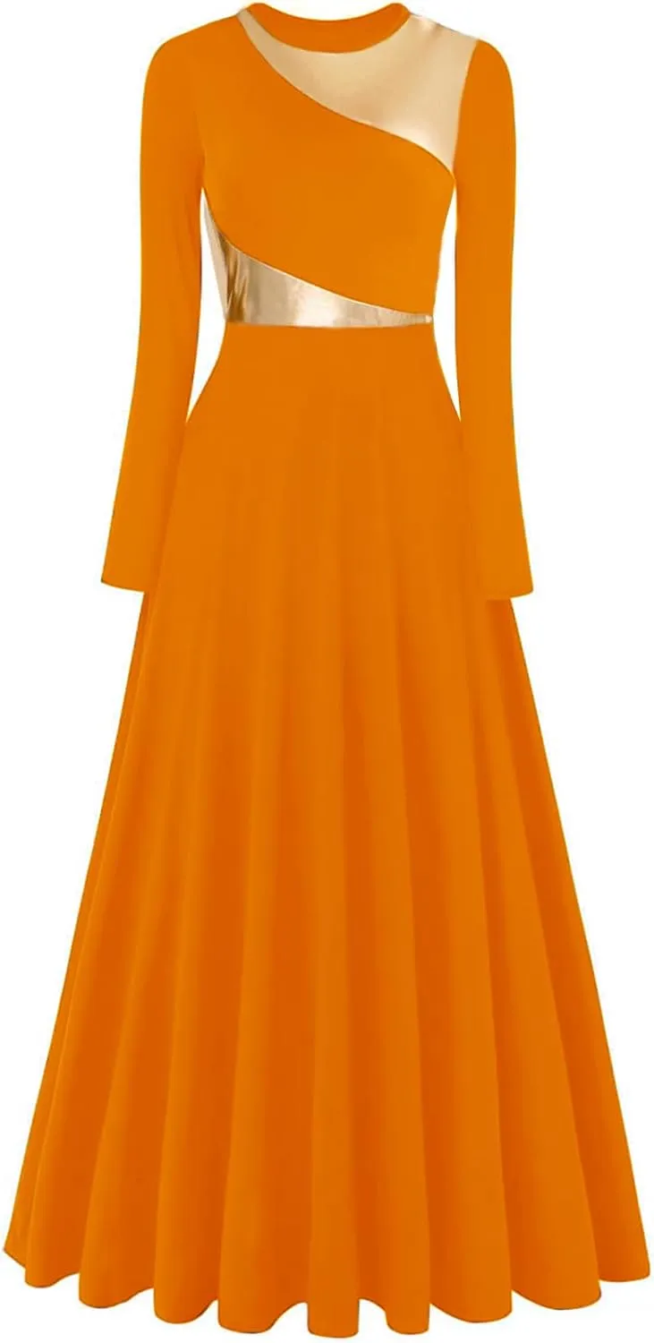Women Worship Liturgical Dance Dress Full Length Church Robe Modern Praise Dance Dress Lyrical