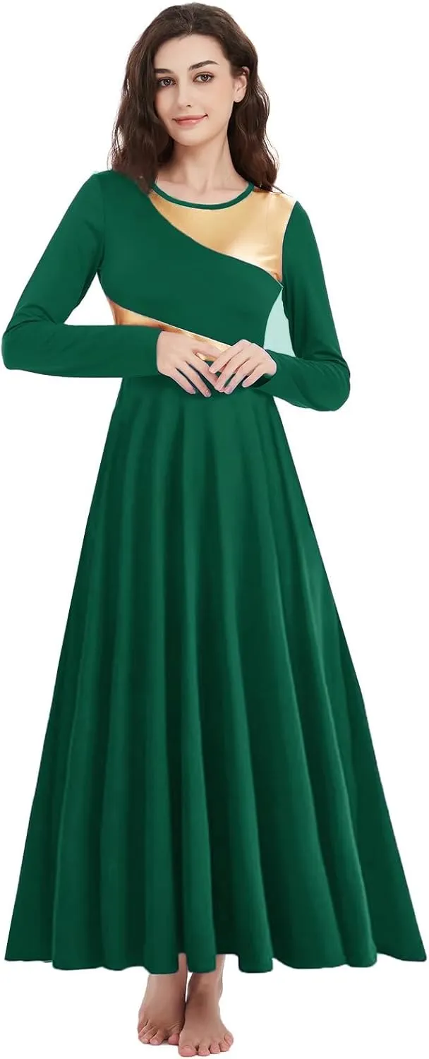 Women Worship Liturgical Dance Dress Full Length Church Robe Modern Praise Dance Dress Lyrical