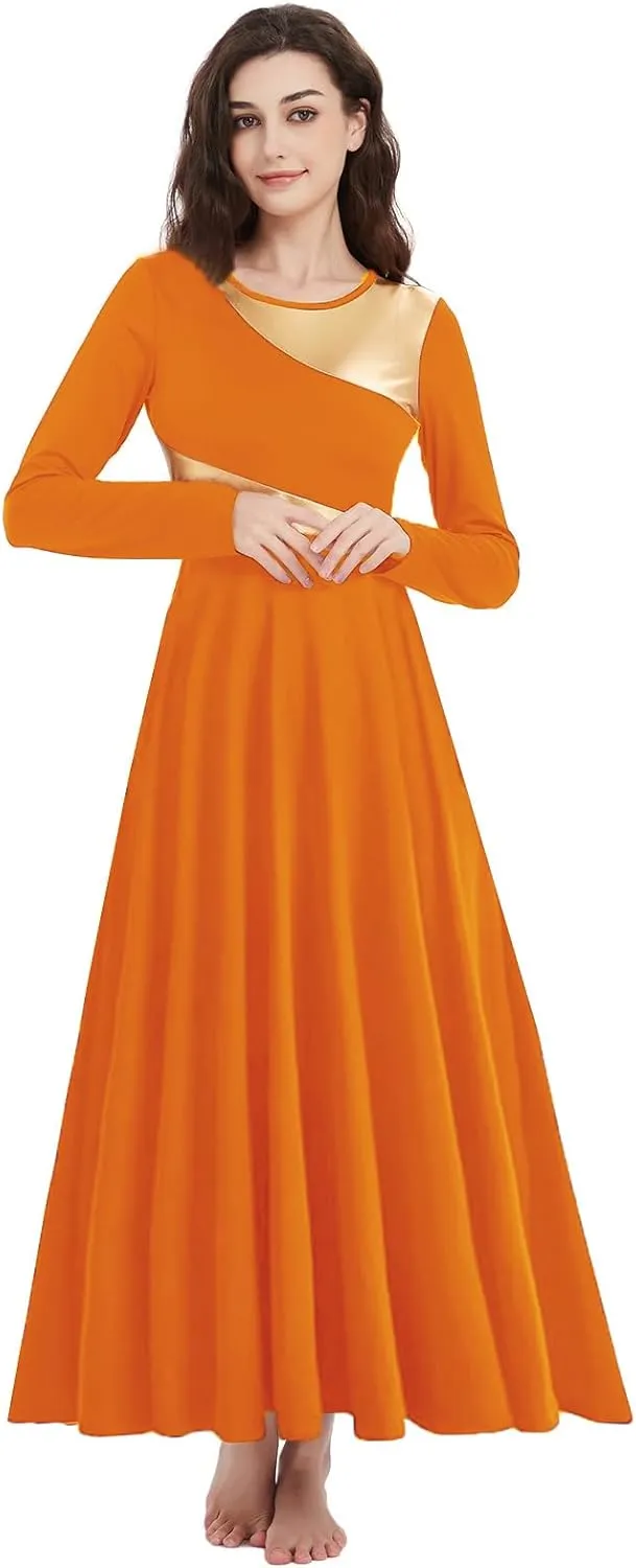 Women Worship Liturgical Dance Dress Full Length Church Robe Modern Praise Dance Dress Lyrical