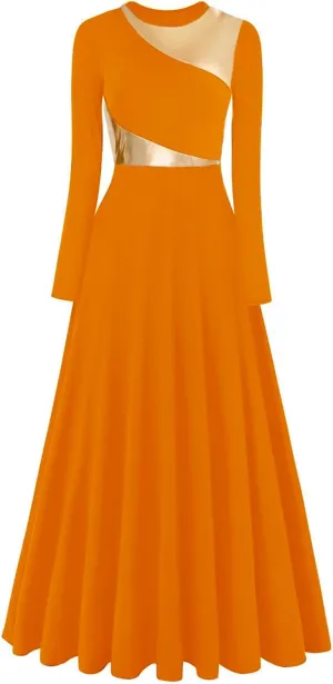 Women Worship Liturgical Dance Dress Full Length Church Robe Modern Praise Dance Dress Lyrical