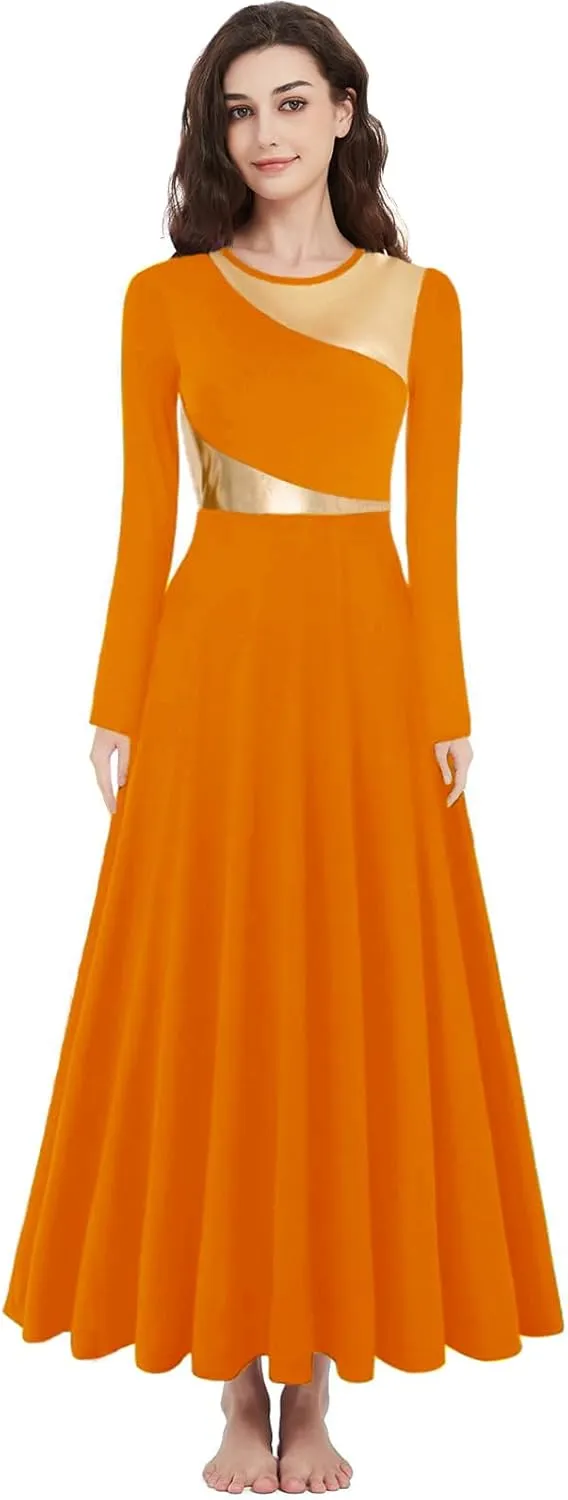 Women Worship Liturgical Dance Dress Full Length Church Robe Modern Praise Dance Dress Lyrical