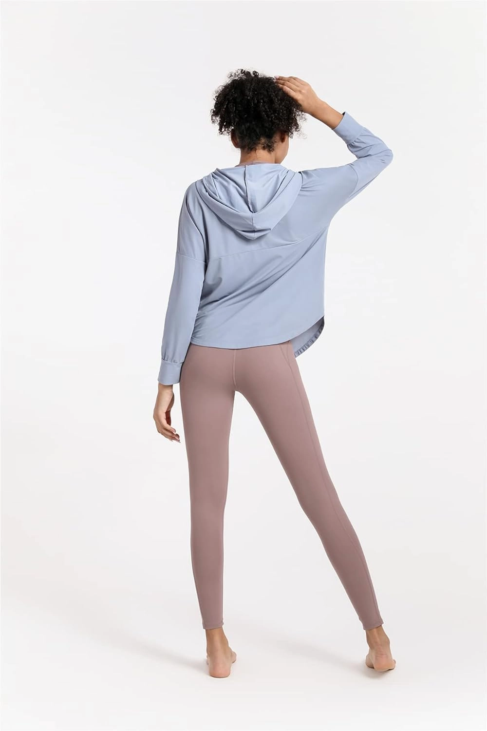 Women Long Sleeve UV Protection Loose Yoga Jacket Comfy Zipper Hoodied Jogging Jacket