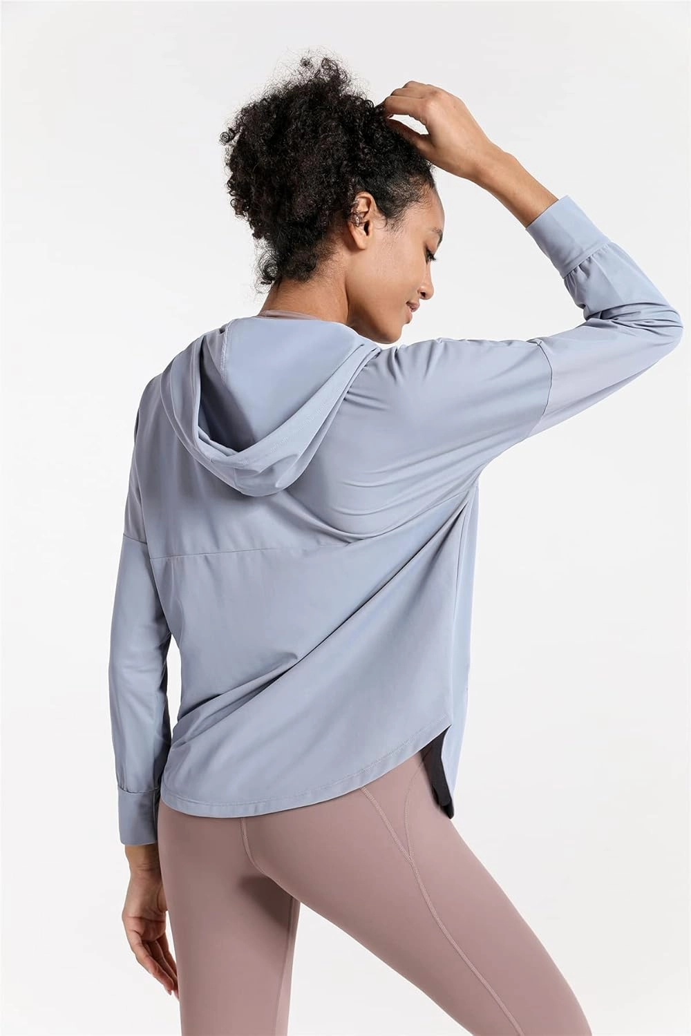Women Long Sleeve UV Protection Loose Yoga Jacket Comfy Zipper Hoodied Jogging Jacket