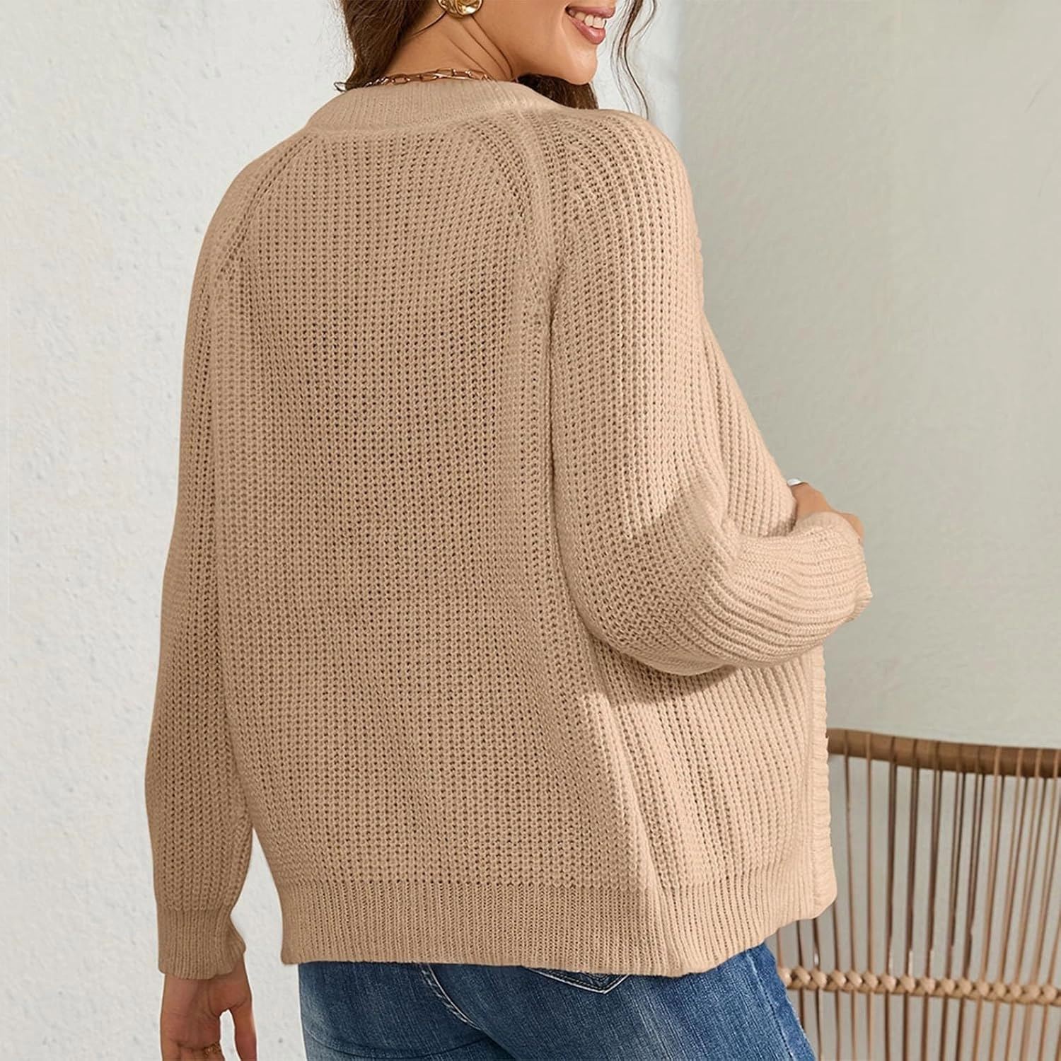 Women's Open Front Cardigan Long Sleeve Trendy Casual Outwear Loose Soft Cable Knit Sweaters