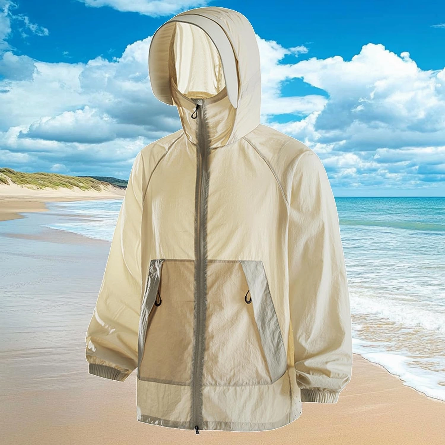 Women’s Outdoor Hiking UV Shirts Summer Sun Protection Jacket Long Sleeve UPF 50  Hooded Coat with Zip Pockets