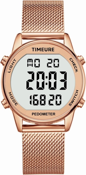 Women's Step Counter Pedometer Watch with Stainless Steel Bracelet, Stylish Design, No App, No Charging Needed for Step, Calorie, Distance, Alarm, Countdown Timer，TU-2401