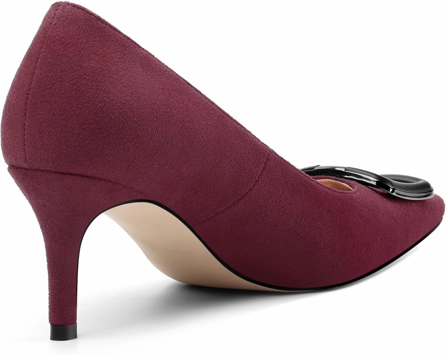 Women's Stiletto High Heel Square Toe Pumps, Sexy Party Closed Toe Classic Dress Heeled Shoes with Square Buckle 2.5in