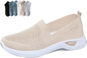 Women's Breathable Mesh Orthopedic Sneakers,Casual Fashion Non-Slip Walking Shoes Comfortable Soft Sole Slip-on Loafers Tennis Shoes