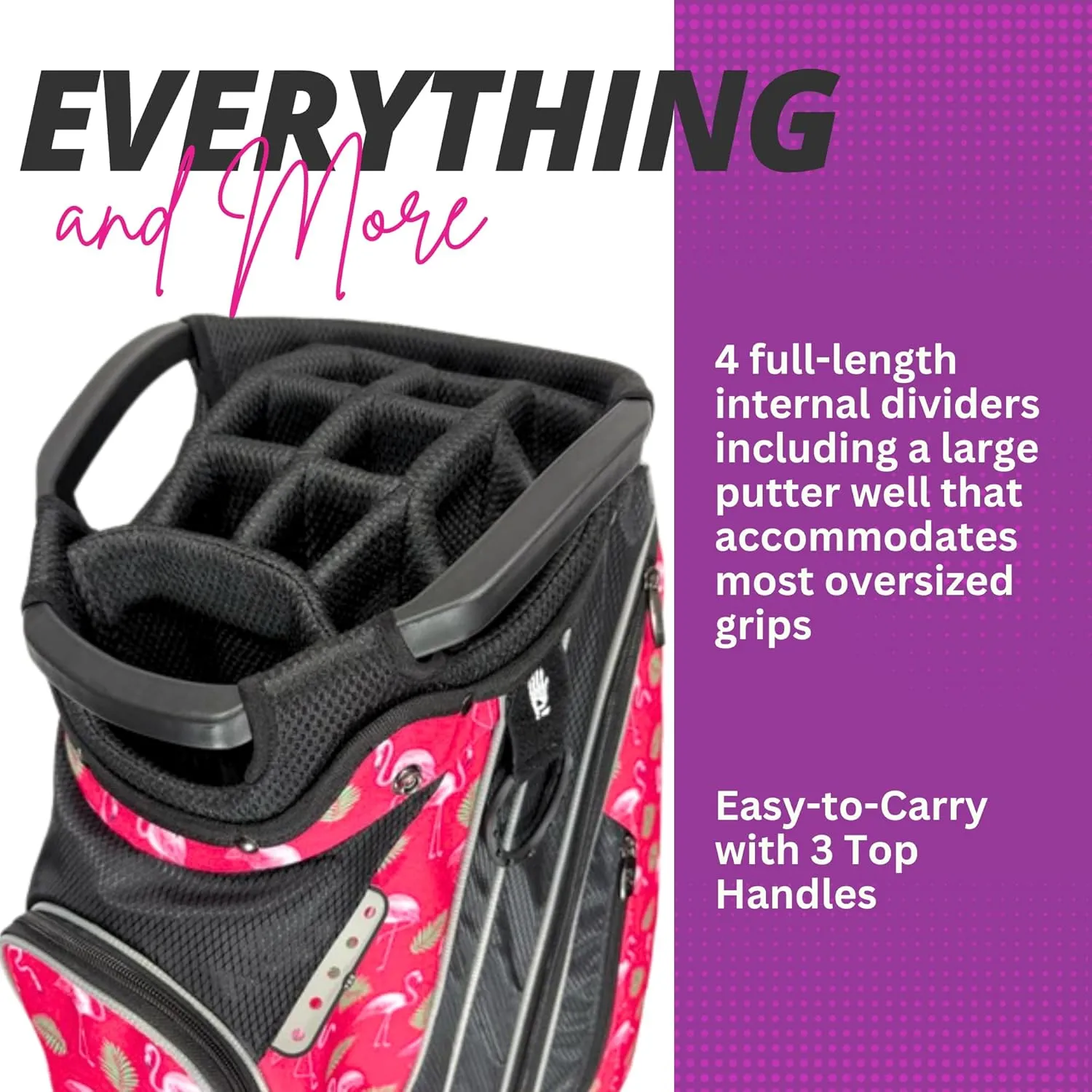 Women’s Golf Cart Bag – Taboo Fashions Resort Collection Lightweight 14-Way Ladies Bag with Cooler, Rain Hood, 7 Zippered Pockets, Tee Holder & More