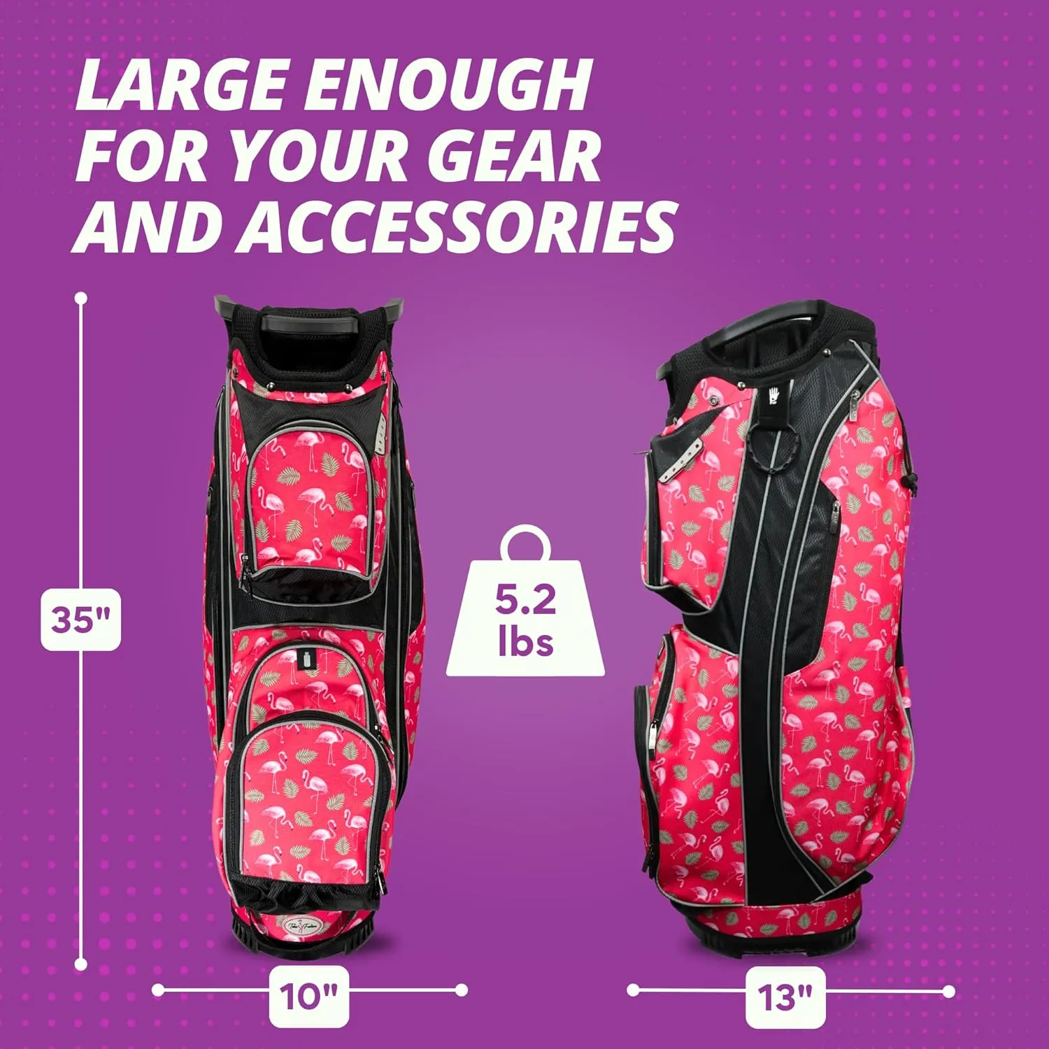 Women’s Golf Cart Bag – Taboo Fashions Resort Collection Lightweight 14-Way Ladies Bag with Cooler, Rain Hood, 7 Zippered Pockets, Tee Holder & More