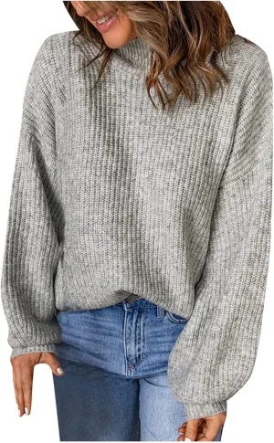 Womens Long Sleeve Loose Sweater Trendy Cable Knit Sweaters Soft Casual Warm Pullovers