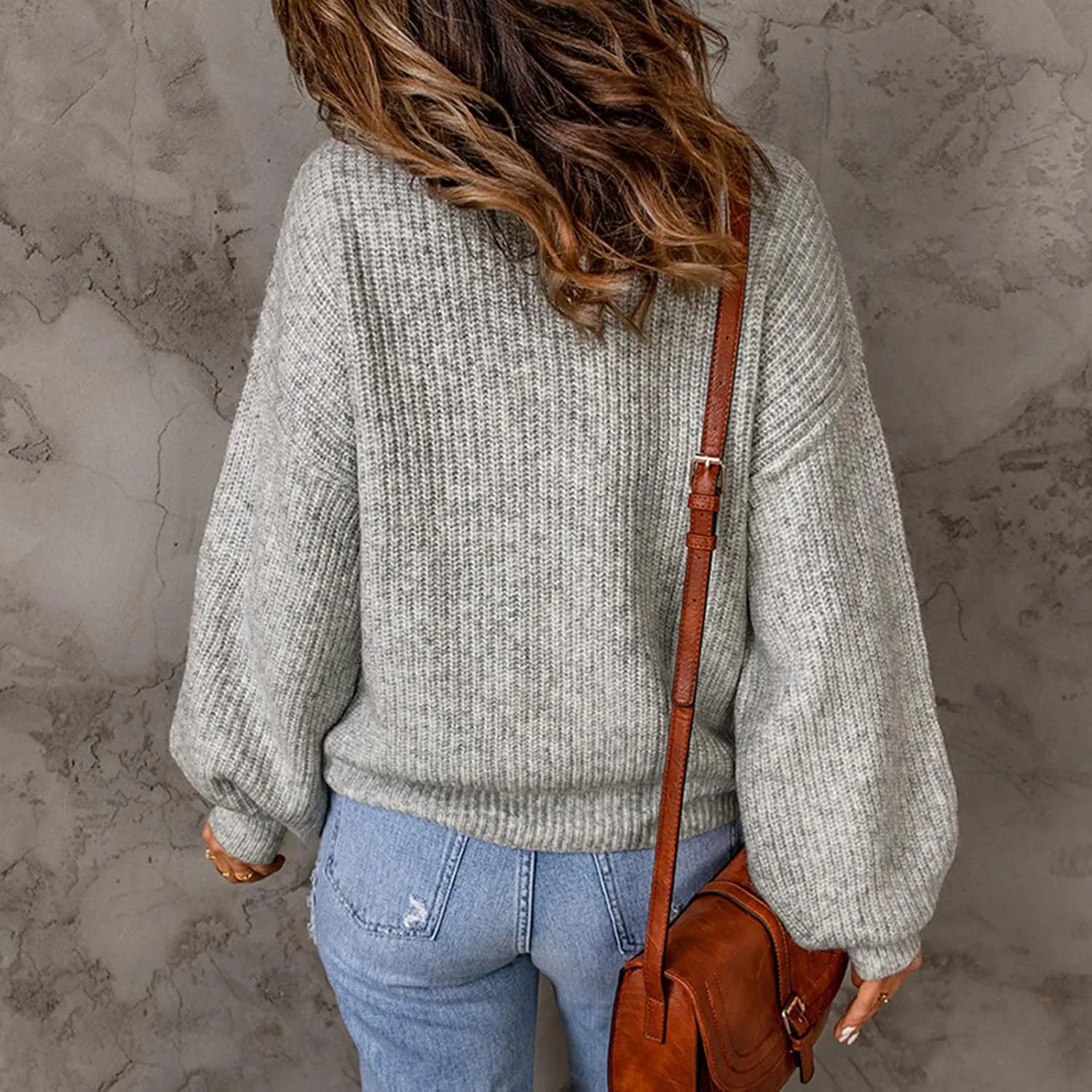 Womens Long Sleeve Loose Sweater Trendy Cable Knit Sweaters Soft Casual Warm Pullovers