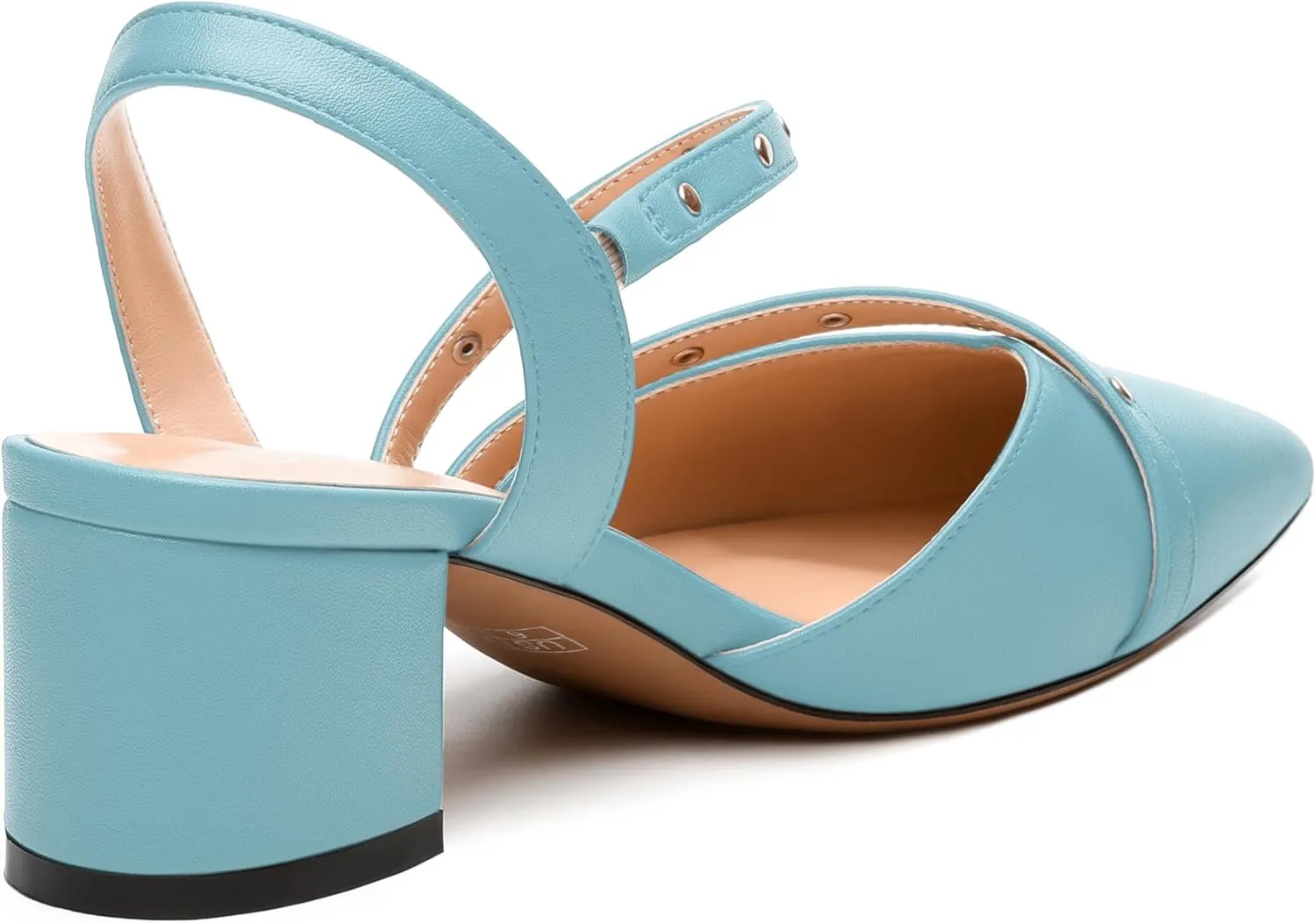 Women's Low Block Heel Pumps - Pointed Toe Slingback Slip-On, Solid Color Dress Shoes for Weddings, Parties & Everyday Wear