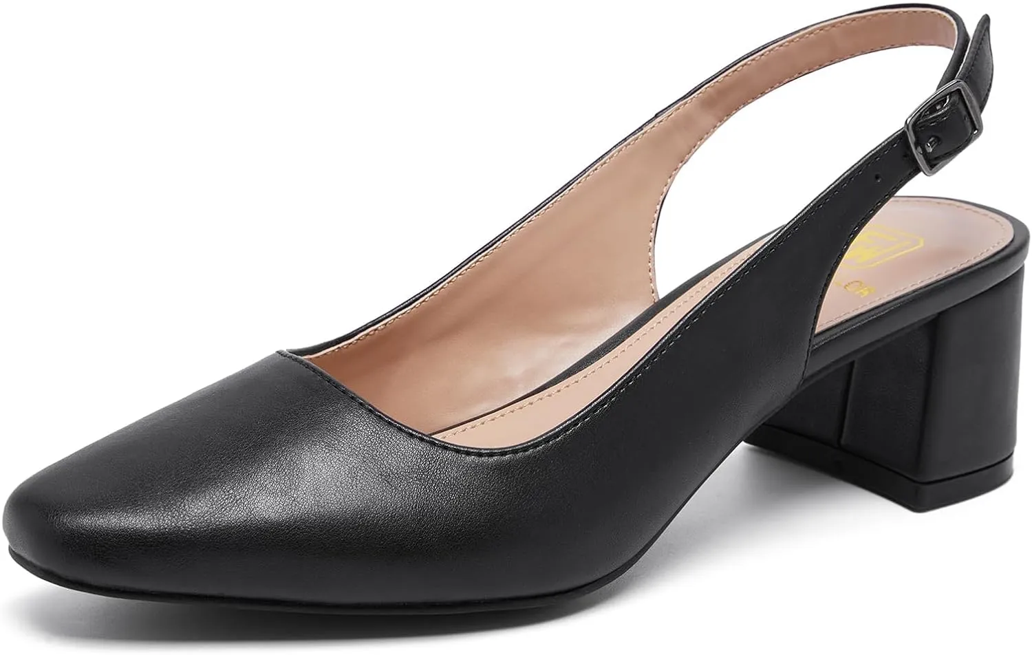 Women's Low Chunky Slingback Heels Square Toe Block Dress Shoes Closed Toe Comfortable Wedding Office Work Pumps