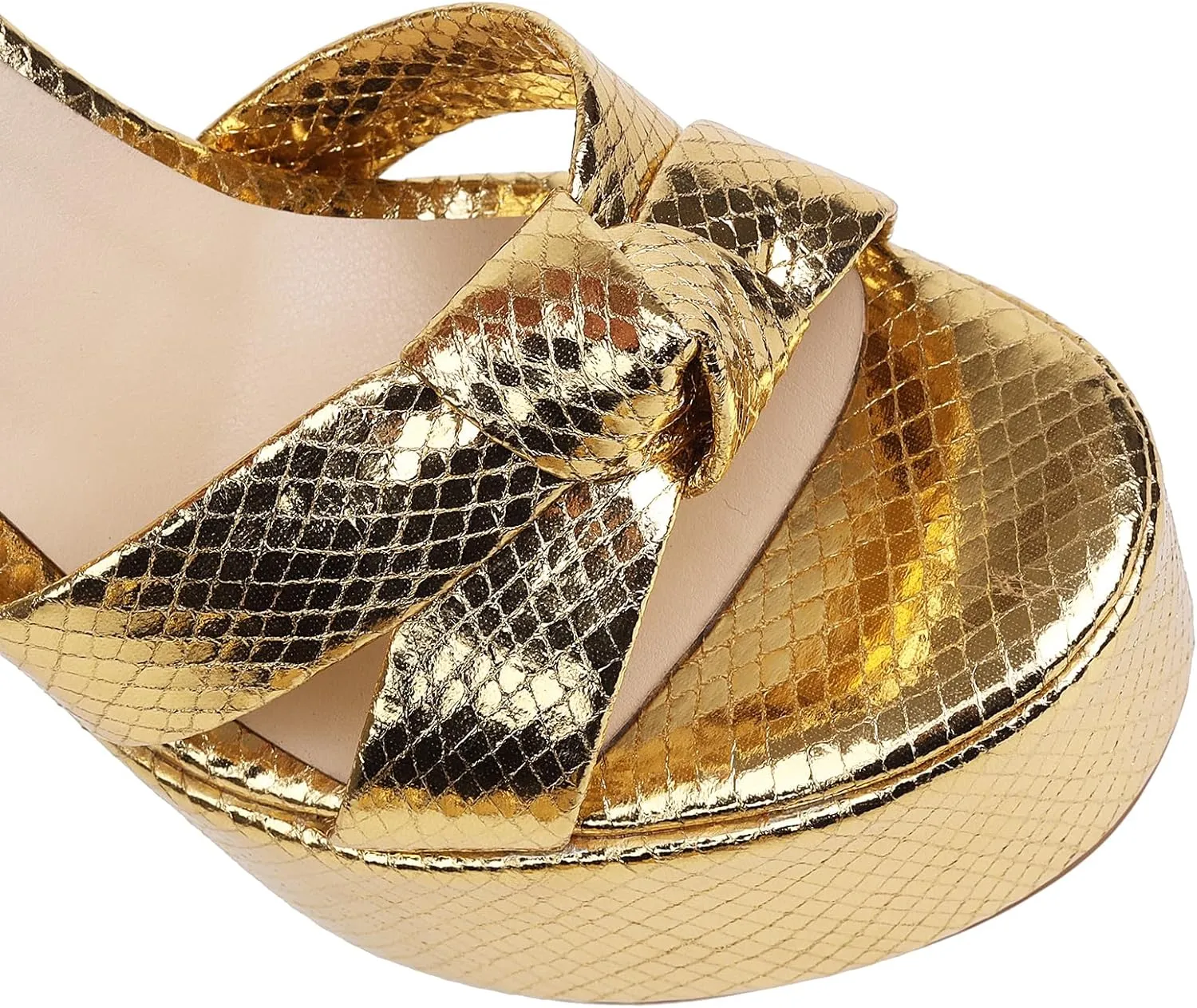 Women's Metallic Gold Platform Heele Sandals