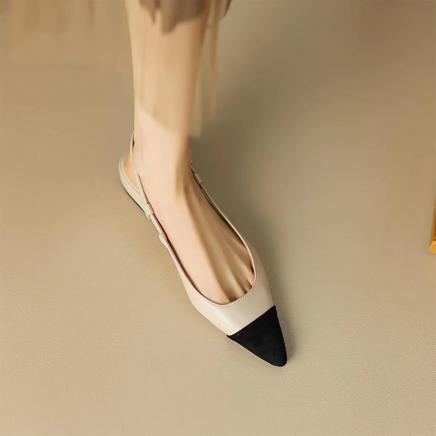 Women's Retro Cap Pointed Closed Toe Pump Slip-On Slingback Two Toned Chunky Low Block Heel Buckle Classic Work Office Church Casual Comfort Dress Shoes Business Party Shopping Dating Sandals