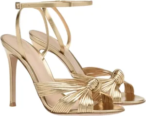 Women's Stiletto Heels PU Sexy Strappy Metallic Braided Knotted Round Toe Ankle Strap Heel Sandals Fashion Party Shoes