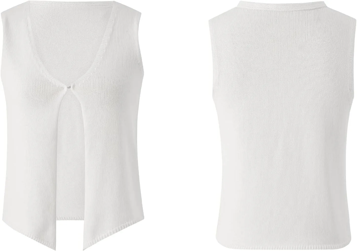 Womens Vintage Knittd Tank Y2k Vest Crop Top Sleeveless V-Neck Open Front Button Crochet Knit Vests Versatile Tops