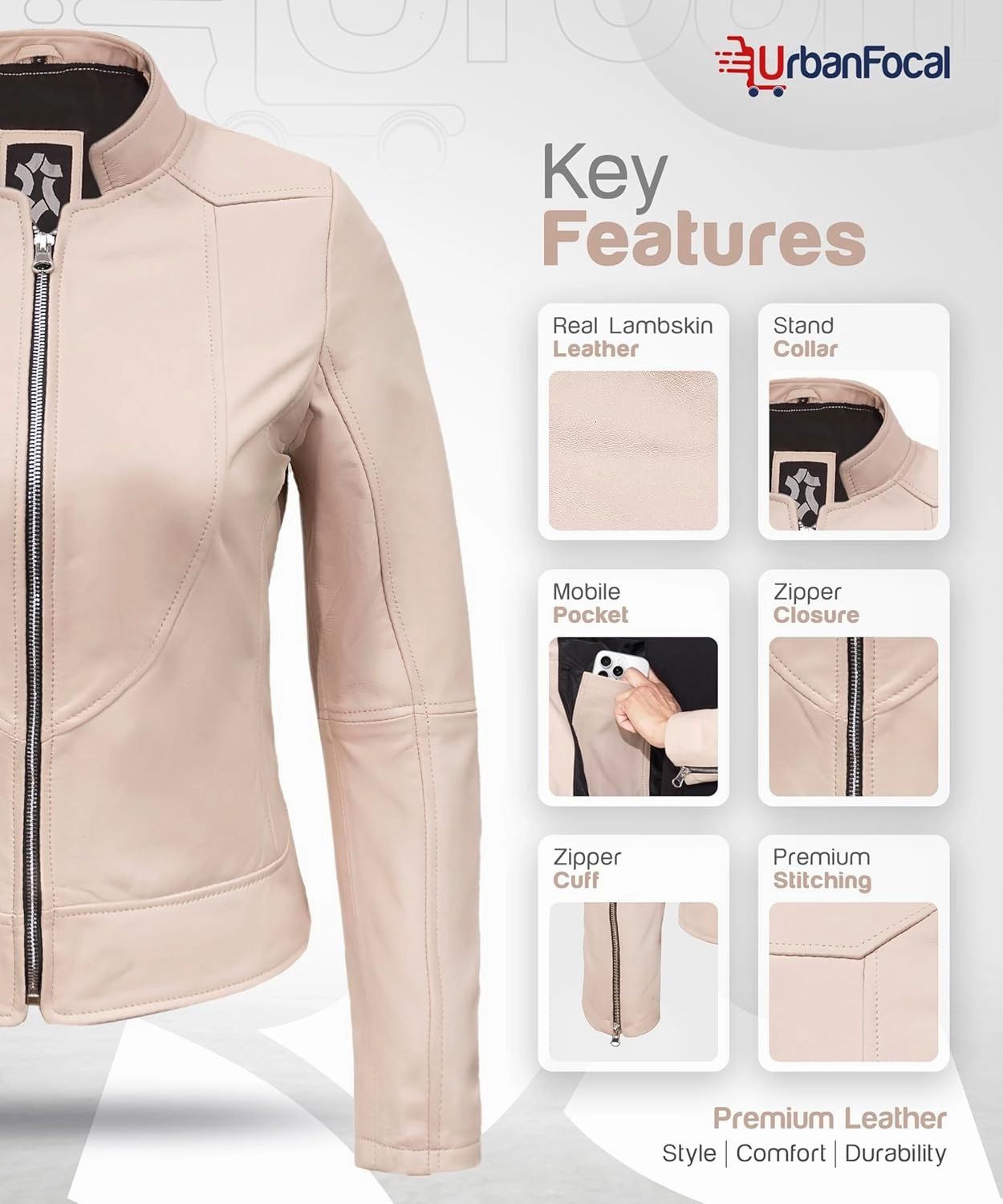 Womens Leather Jackets - Real Lambskin Stylish Motorcycle Leather Coat Women