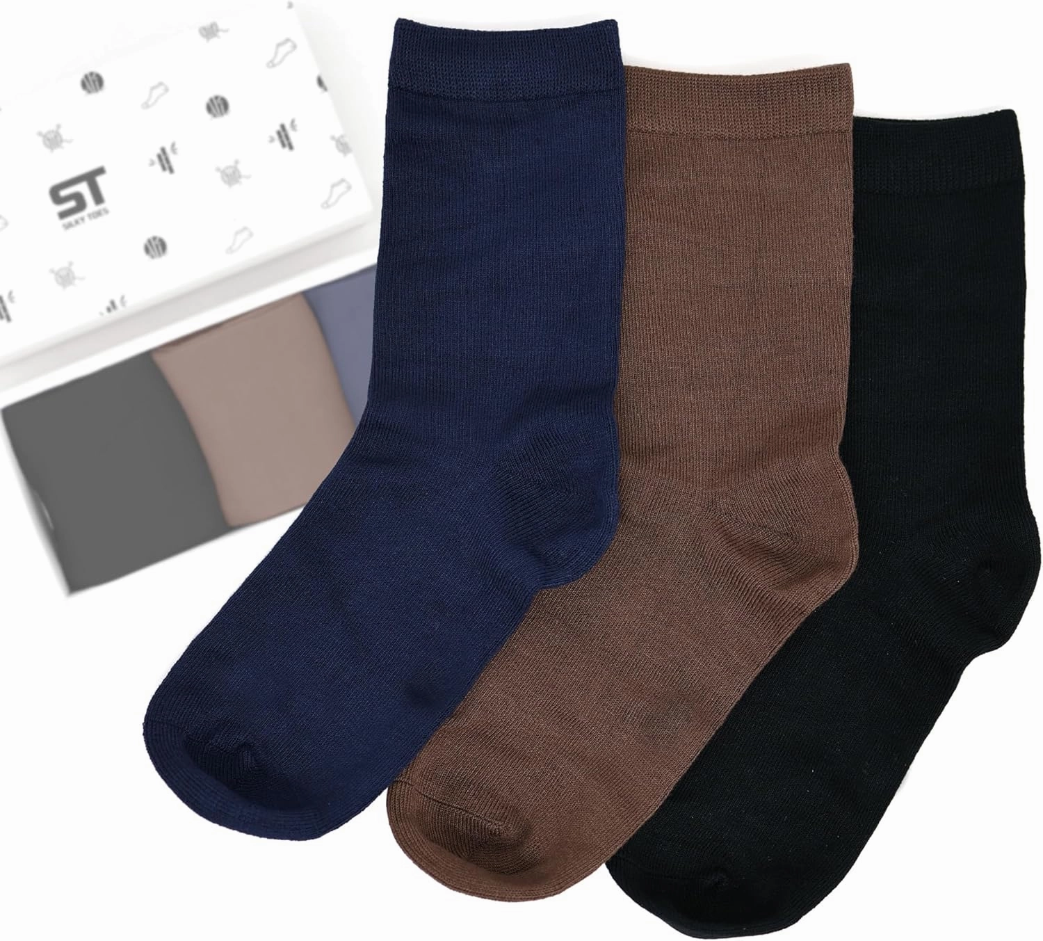 Womens Soft Bamboo Rayon Crew Socks Dress Seamless Toe Thin Socks 3-6 Pairs