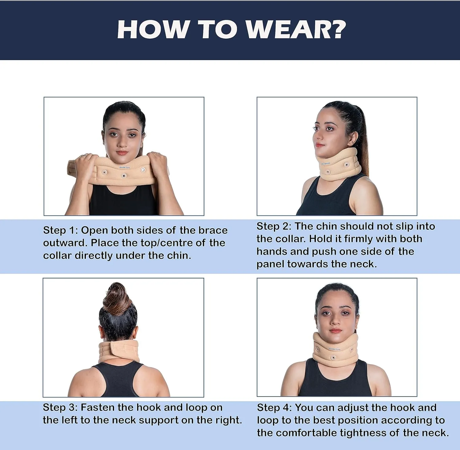Wonder Care Soft Cervical Collar Adjustable Collar Neck Support Brace Neck Support Soft Neck Collar Neck Brace for Neck Pain and Support for Women & Men (Beige, Medium, 3.5" Depth)