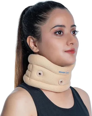 Wonder Care Soft Cervical Collar Adjustable Collar Neck Support Brace Neck Support Soft Neck Collar Neck Brace for Neck Pain and Support for Women & Men (Beige, Medium, 3.5" Depth)
