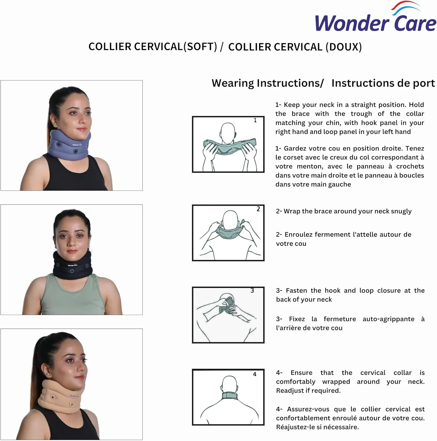 Wonder Care Soft Cervical Collar Adjustable Collar Neck Support Brace Neck Support Soft Neck Collar Neck Brace for Neck Pain and Support for Women & Men (Beige, Medium, 3.5" Depth)