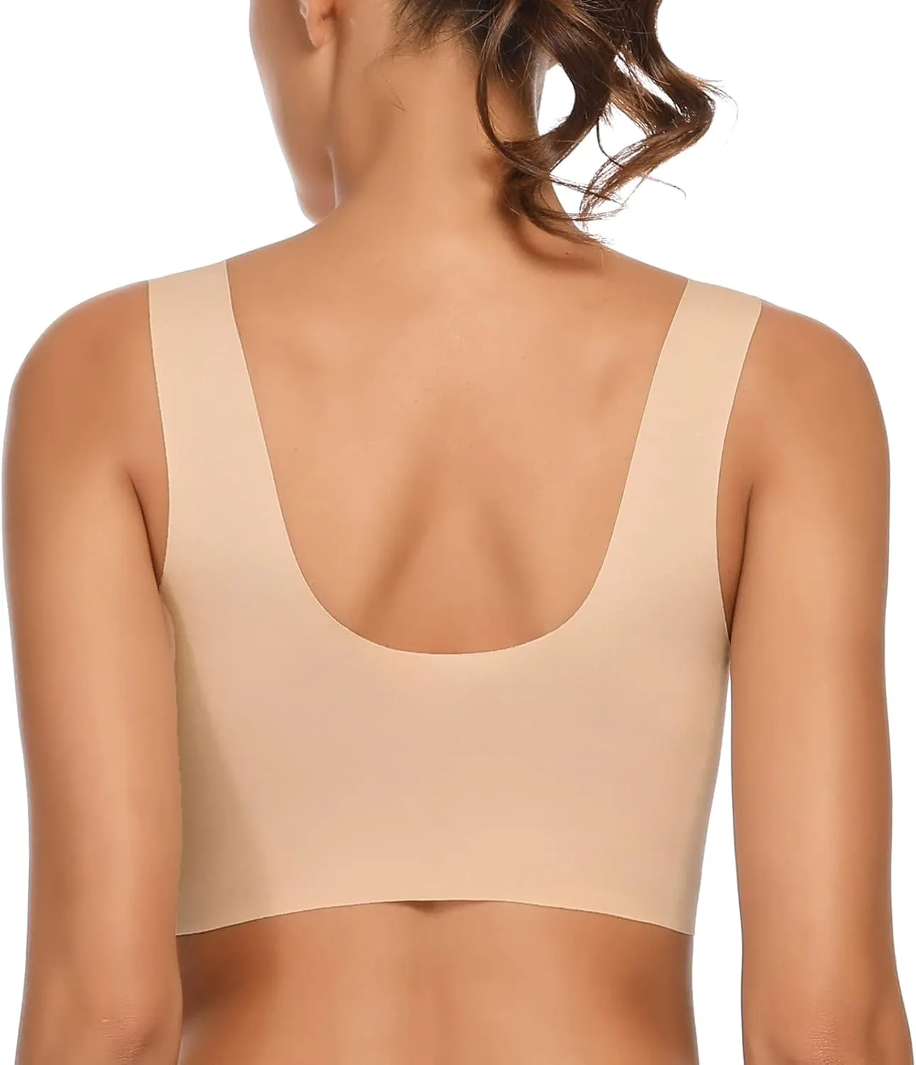 WOWENY Seamless Bras for Women Sleep Leisure Sports Yoga Bra Padded Wireless Thin Soft Comfy Pullover Tops Plus Size