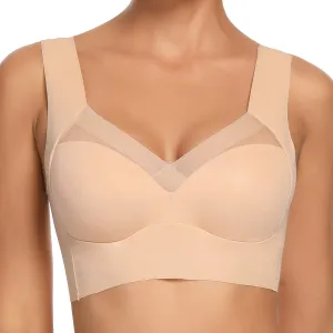 WOWENY Seamless Bras for Women Sleep Leisure Sports Yoga Bra Padded Wireless Thin Soft Comfy Pullover Tops Plus Size