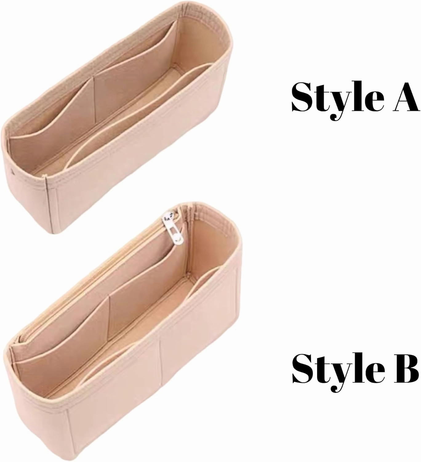 Xoppia Bag Organizer compatible with Tods Di Bag Small. Felt Insert Liner for Women Handbag. (Beige, Style A: Exposure)