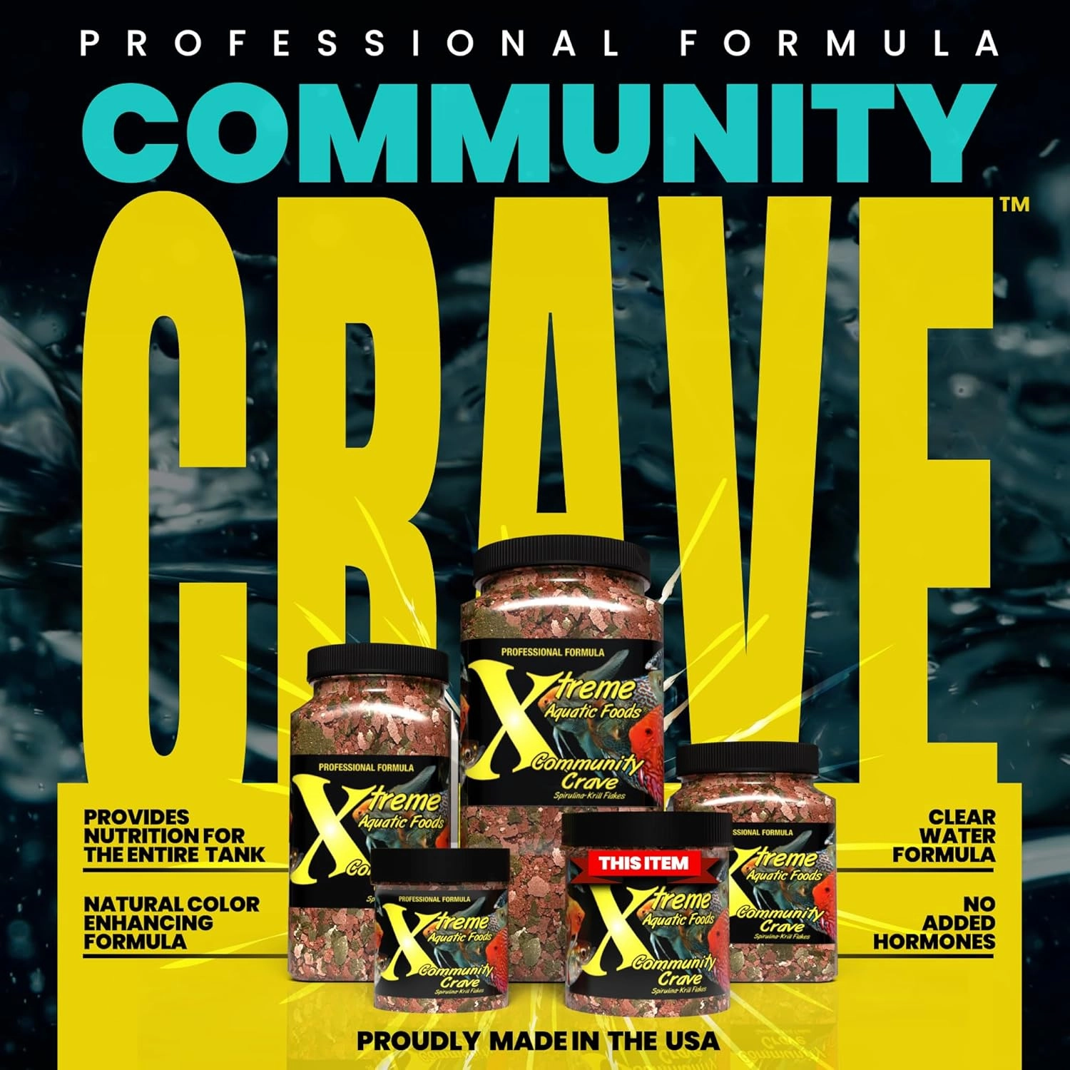 Xtreme Community Crave Flake - Krill & Spirulina Blend for Vibrant Colors, Immune Support and Digestive Health, Tropical & Freshwater Fish Nutrition – Premium Community Aquarium Food (2oz)