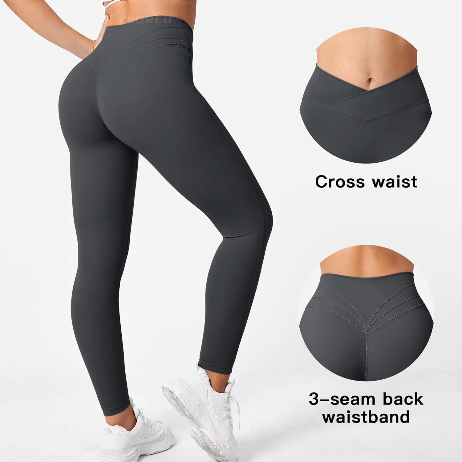 YEOREO Workout Leggings for Women Tummy Control Butt Lifting Leggings High Waisted Cross Waist Gym Yoga Compression Pants