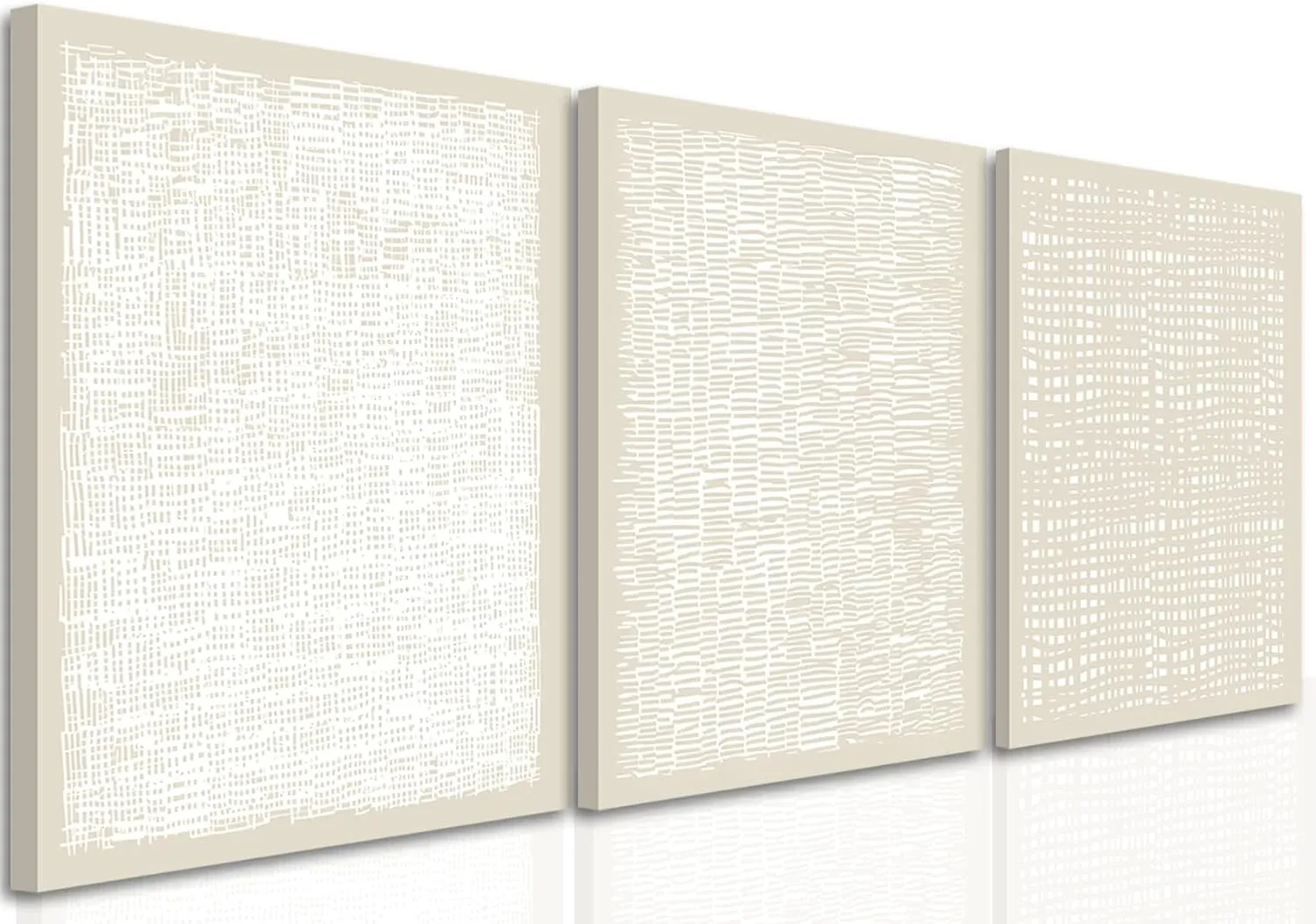 YFvrPt Neutral Beige Wall Art Set of 3, Minimalist Modern Abstract Wall Decor, Mid Century Beige and White Poster Canvas Prints Picture for Bedroom Living Room 12x16 inch