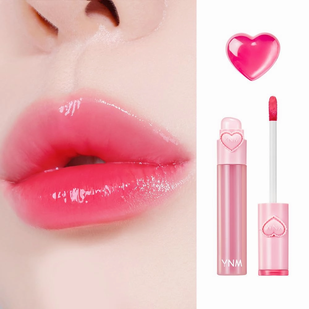 YNM Heart Jelling Tint (02 CHERRY JELLING, 0.09 oz) Silicone Lip Brush Included, K-Beauty, Non-Sticky, Moisturizing, Smudge-Proof, Korean Lip Tint, Long-Lasting, Vivid Color