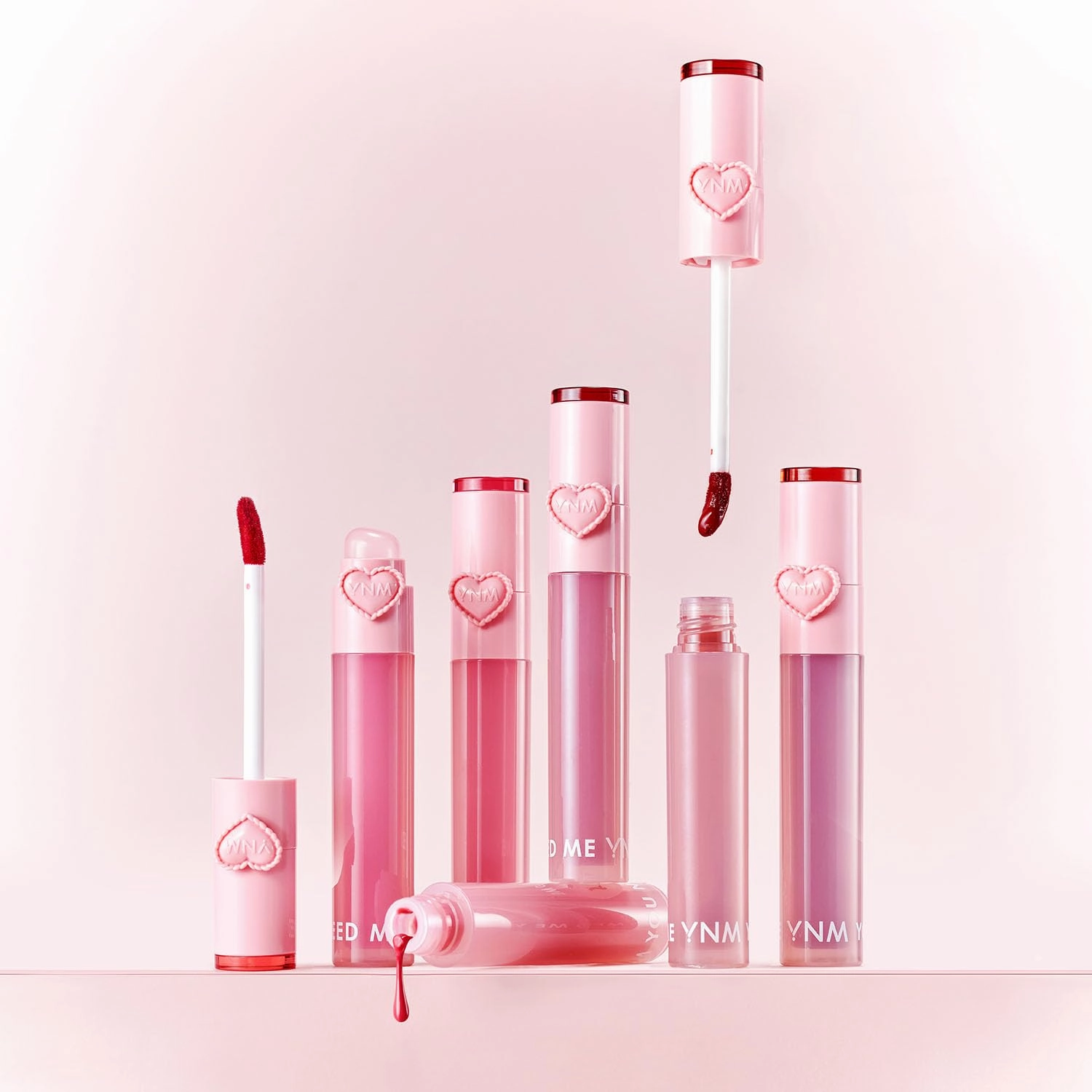 YNM Heart Jelling Tint (02 CHERRY JELLING, 0.09 oz) Silicone Lip Brush Included, K-Beauty, Non-Sticky, Moisturizing, Smudge-Proof, Korean Lip Tint, Long-Lasting, Vivid Color