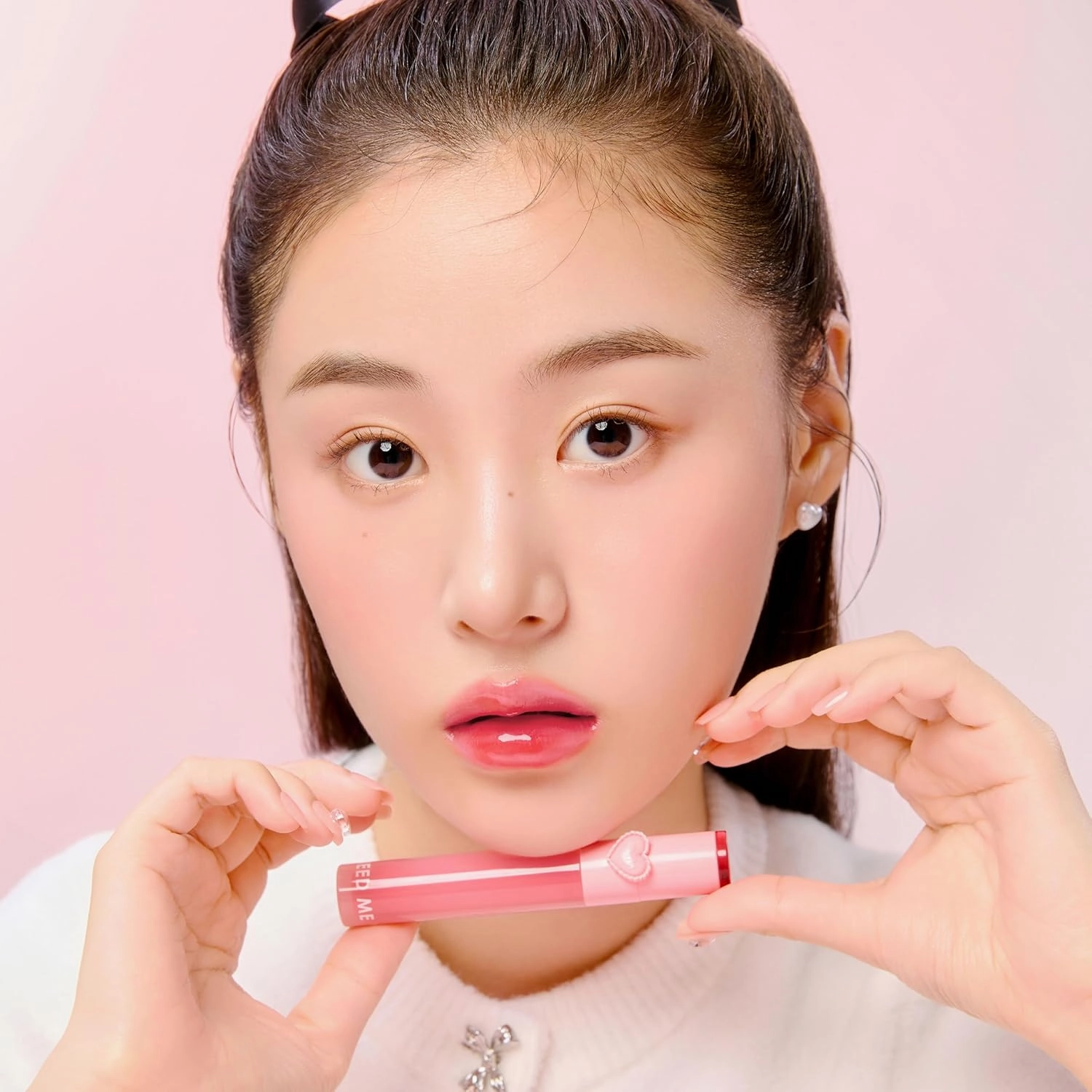 YNM Heart Jelling Tint (02 CHERRY JELLING, 0.09 oz) Silicone Lip Brush Included, K-Beauty, Non-Sticky, Moisturizing, Smudge-Proof, Korean Lip Tint, Long-Lasting, Vivid Color
