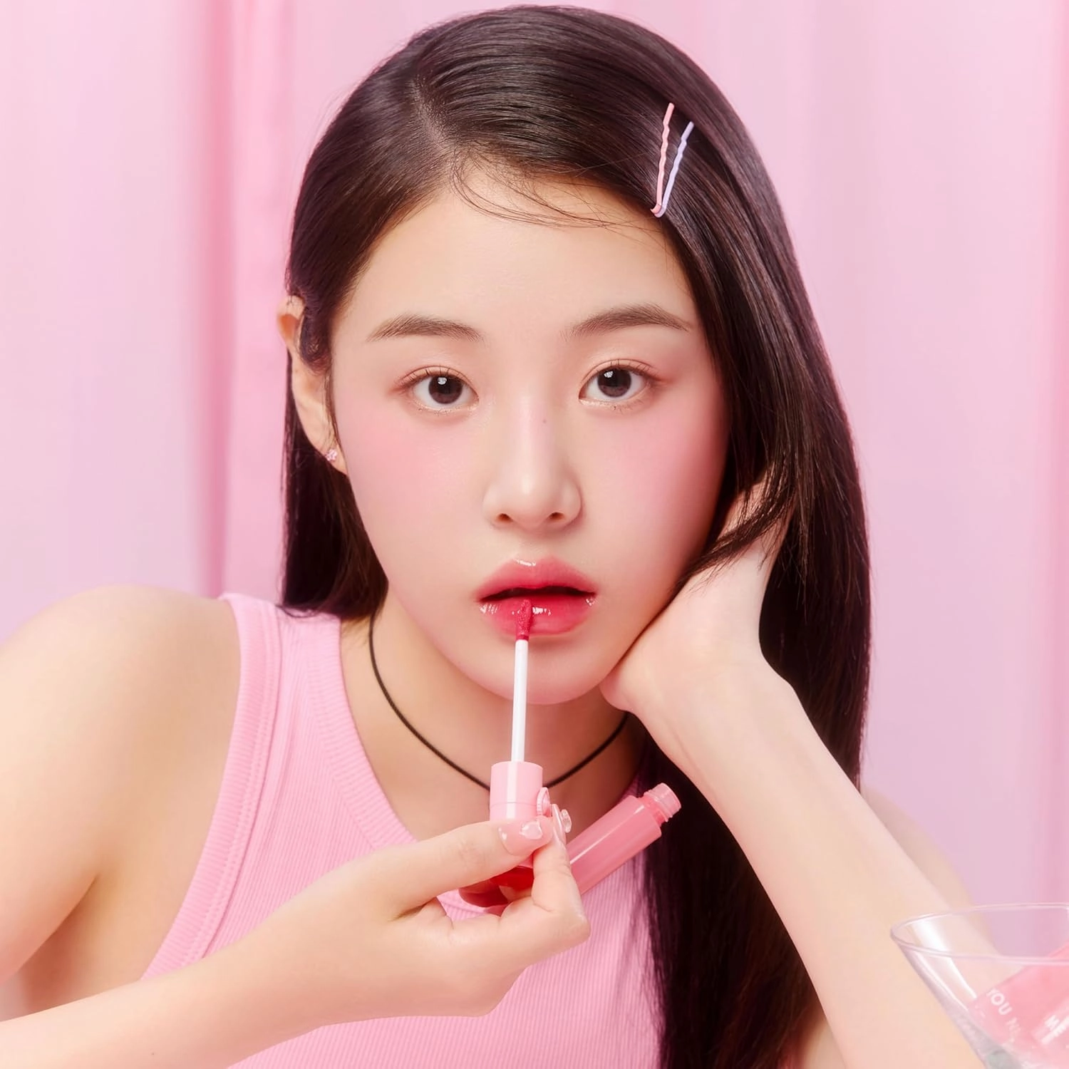 YNM Heart Jelling Tint (02 CHERRY JELLING, 0.09 oz) Silicone Lip Brush Included, K-Beauty, Non-Sticky, Moisturizing, Smudge-Proof, Korean Lip Tint, Long-Lasting, Vivid Color