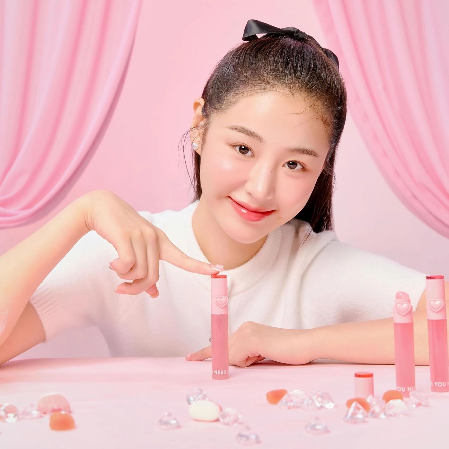 YNM Heart Jelling Tint (02 CHERRY JELLING, 0.09 oz) Silicone Lip Brush Included, K-Beauty, Non-Sticky, Moisturizing, Smudge-Proof, Korean Lip Tint, Long-Lasting, Vivid Color