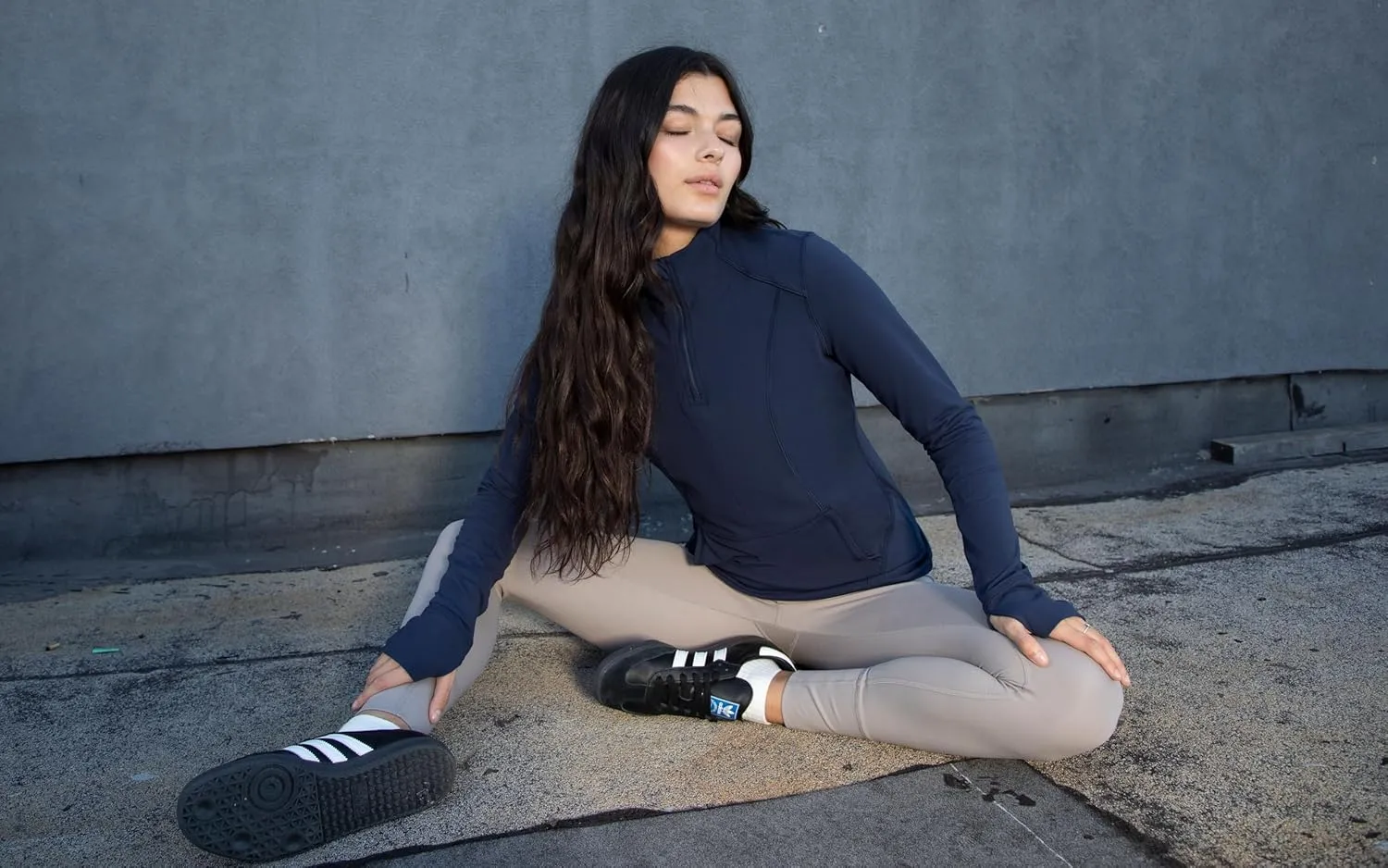Yogalicious Nude Tech Half Zip Long Sleeve Jacket with Front Pockets