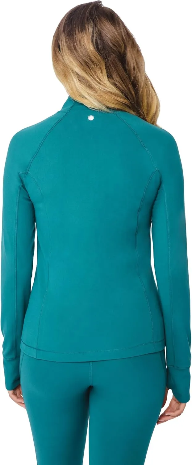 Yogalicious Nude Tech Half Zip Long Sleeve Jacket with Front Pockets
