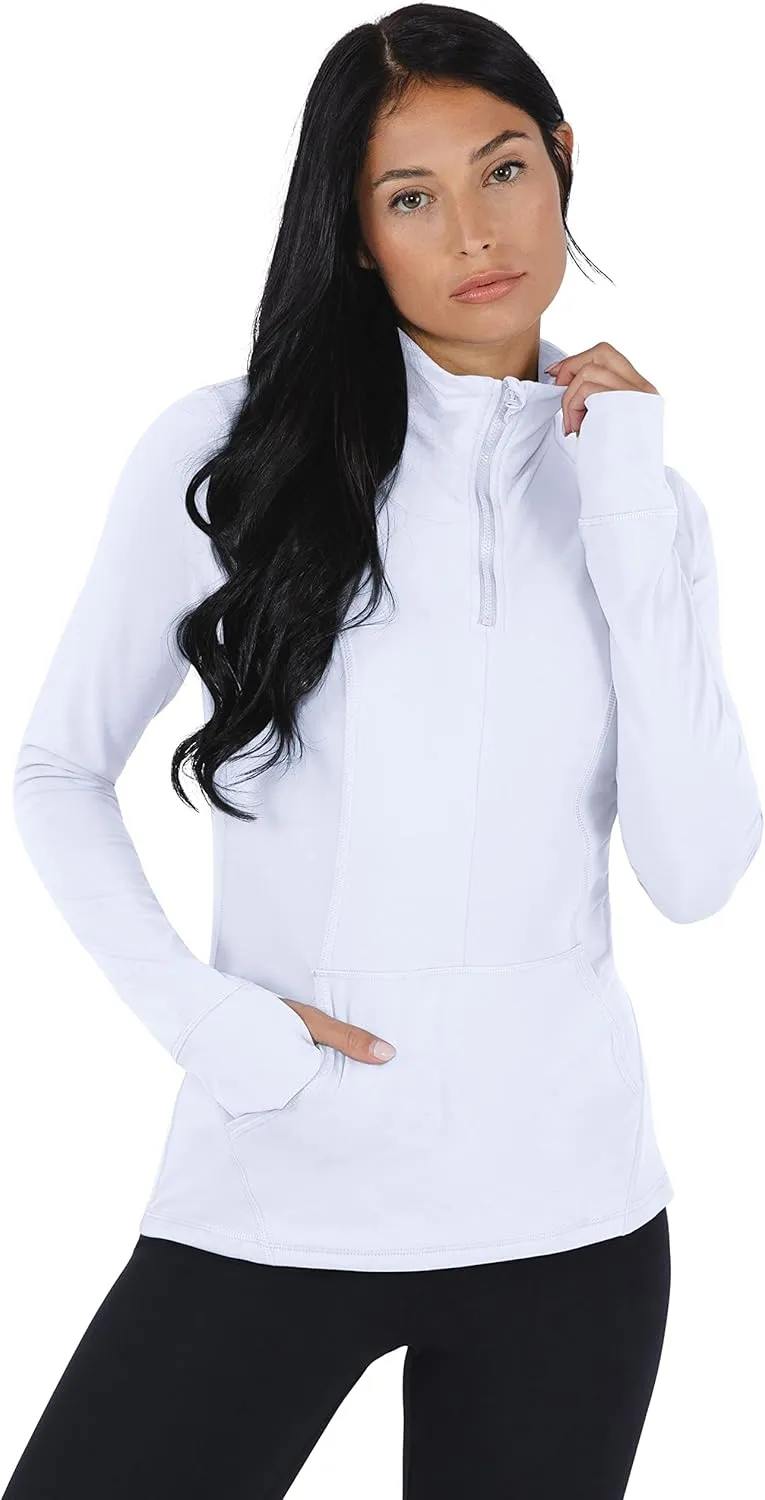 Yogalicious Nude Tech Half Zip Long Sleeve Jacket with Front Pockets