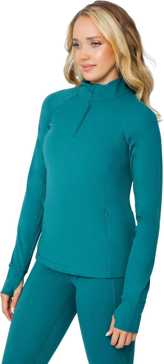 Yogalicious Nude Tech Half Zip Long Sleeve Jacket with Front Pockets